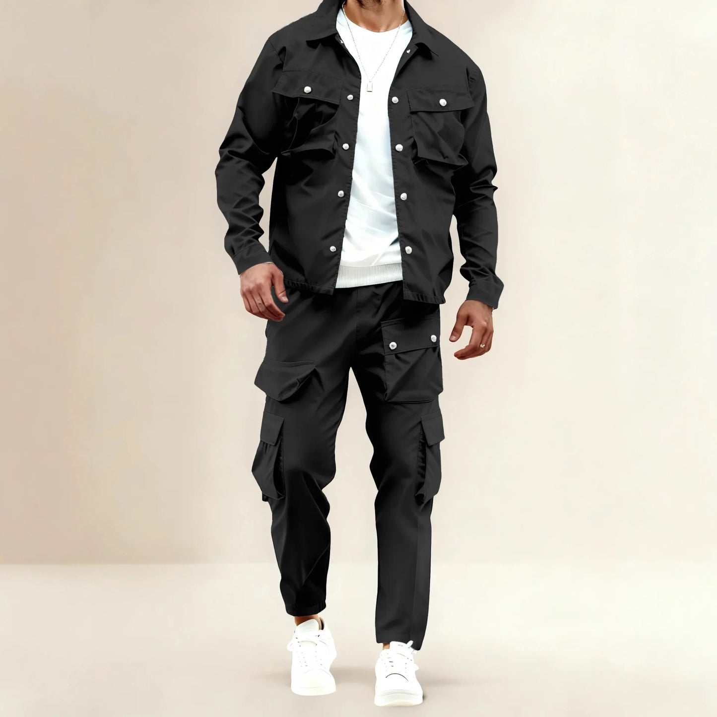 Two-piece Set Trendy Slim Jacket Overalls Men's Casual Fashion Trousers