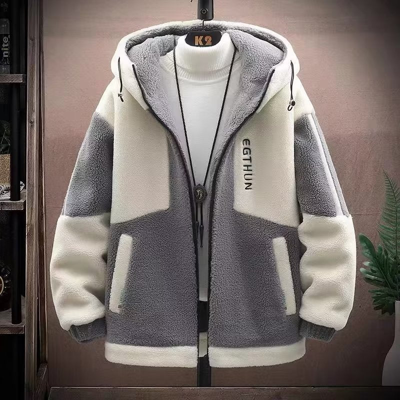 Lamblet loose cotton padded thick jacket for men's wear - 𝐃𝐔𝐕𝐋𝐀𝐒𝐇𝐎𝐏