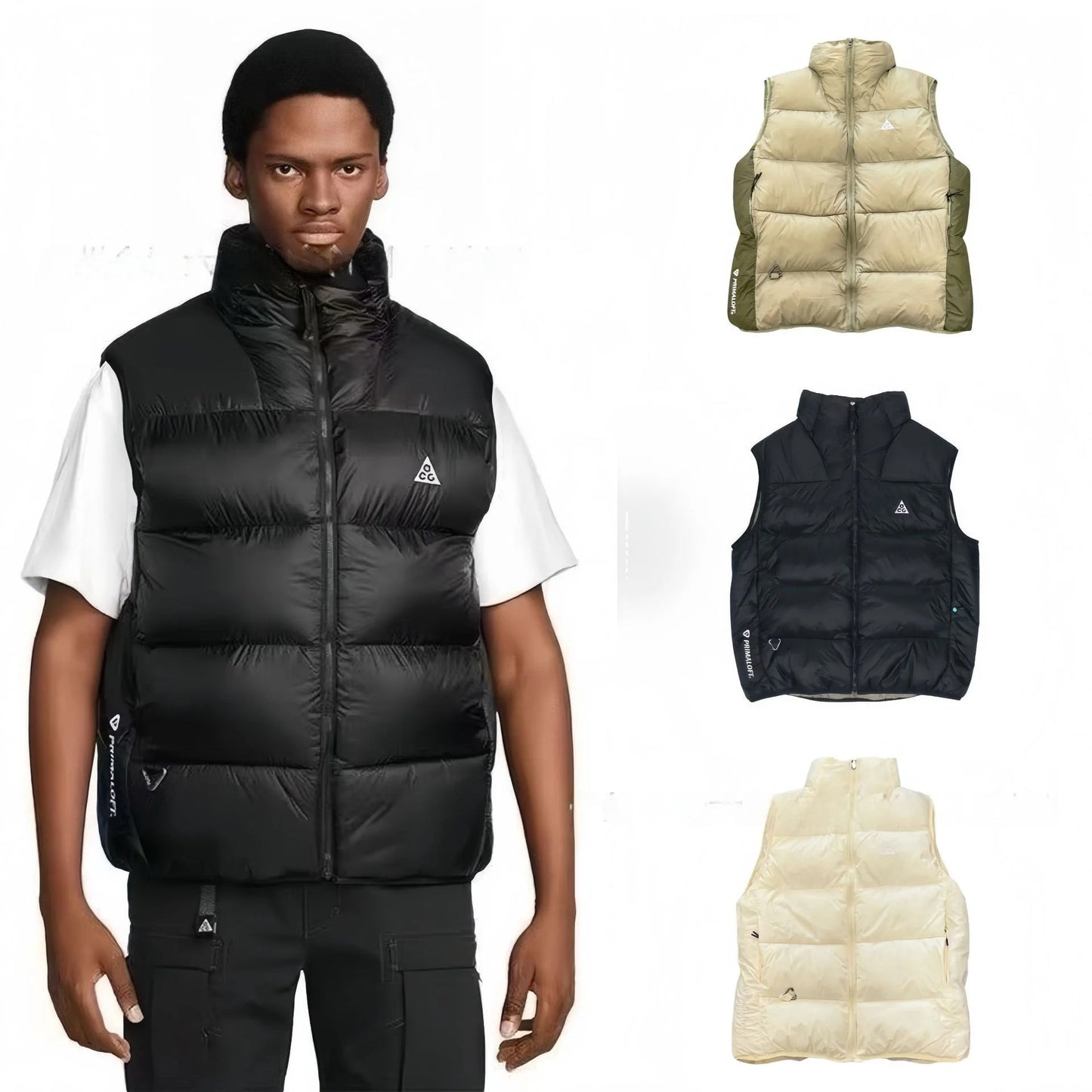 Lightweight Puffy Hooded Cotton Jacket Outerwear Bread Style Color Block Outdoor Sports Spring Autumn Season Men's Cotton Vest - 𝐃𝐔𝐕𝐋𝐀𝐒𝐇𝐎𝐏