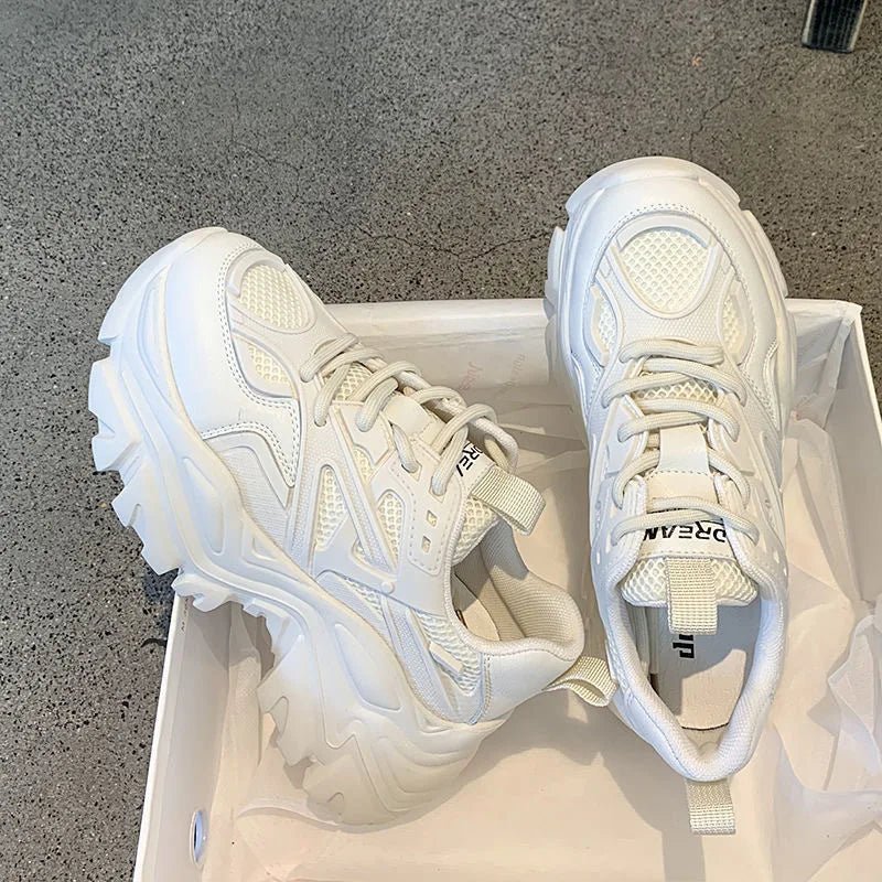 Thick Soled Sports Women's Shoes 2024 New Mesh Breathable and Versatile Height Increasing Casual Sports Vulcanized Shoes Sneaker - 𝐃𝐔𝐕𝐋𝐀𝐒𝐇𝐎𝐏
