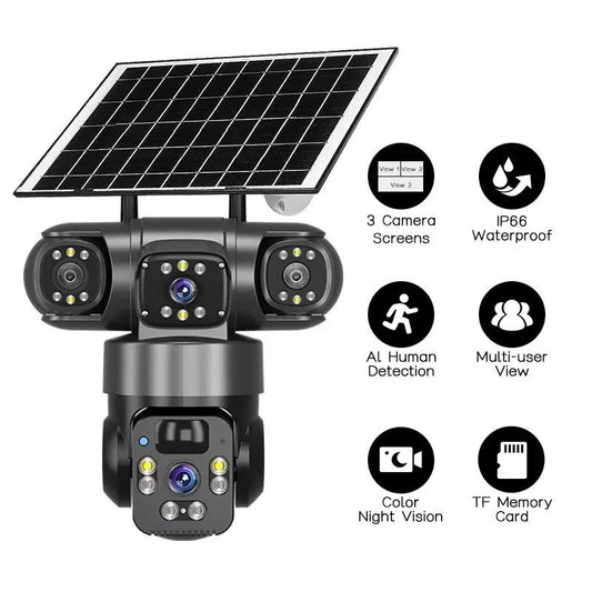V380 360 - Degree Panoramic 3 - View 3 - Lens Wireless WiFi/4G Solar - Powered Camera Surveillance System - 𝐝𝐮𝐯𝐥𝐚𝐬𝐡𝐨𝐩.𝐜𝐨𝐦