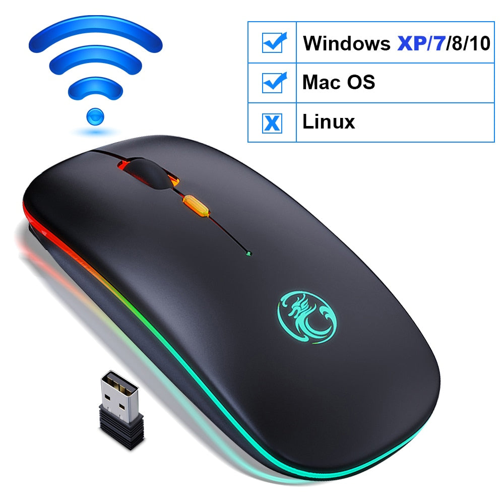 Kabellose Bluetooth-RGB-Maus, wiederaufladbar, leise, LED-Hintergrundbeleuchtung, ergonomische Gaming-Maus für Laptop/PC