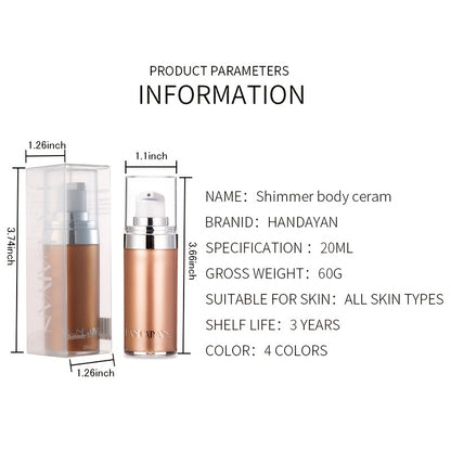 4 Colors Shimmer Liquid Highlighter, Body Face Foundation Cream, Waterproof Brightening Makeup Cosmetic