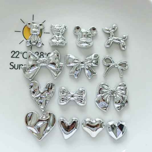 10pcs Cute Cartoon Kawaii silver heart butterfly bow Series Flat Back Resin DIY Scrapbooking Cabochons Decoration Accessories - 𝐝𝐮𝐯𝐥𝐚𝐬𝐡𝐨𝐩.𝐜𝐨𝐦