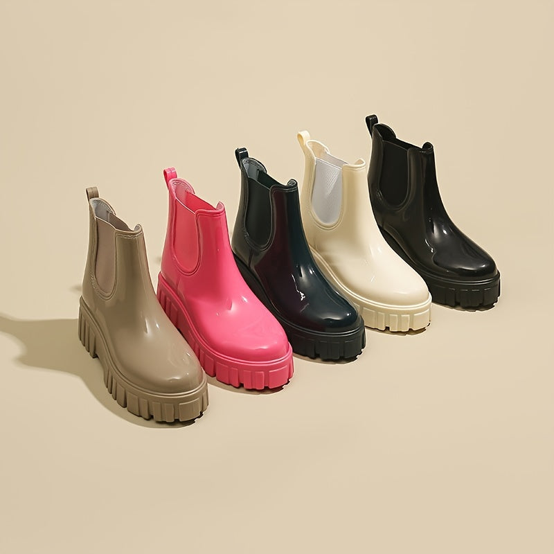 Women's Round Toe Boots, Waterproof Non-Slip Thick Bottom Shoes, Women's Footwear