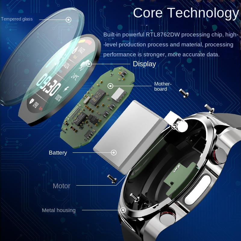 Blutzuckermessung, Elektrokardiogramm, Blutdruck, Herzfrequenz, Körpertemperatur, Trainingskommunikation, Smartwatch 