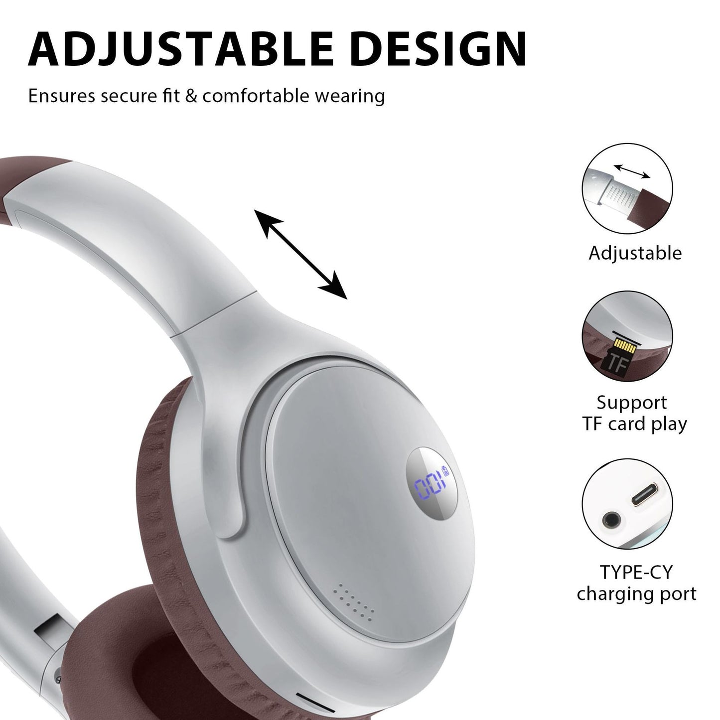 AKZ-16B kabelloses Bluetooth-Headset mit Akkuanzeige und langer Akkulaufzeit, faltbar