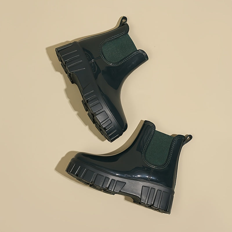 Women's Round Toe Boots, Waterproof Non-Slip Thick Bottom Shoes, Women's Footwear