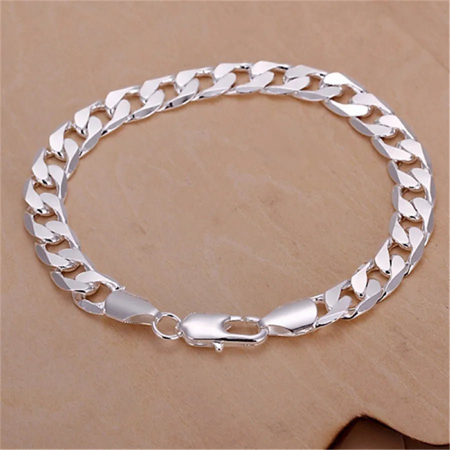 925 Sterling Silver Exquisite Solid Chain Bracelet Fashion Charm Women Men Solid Wedding Cute Simple Models Jewelry - 𝐃𝐔𝐕𝐋𝐀𝐒𝐇𝐎𝐏