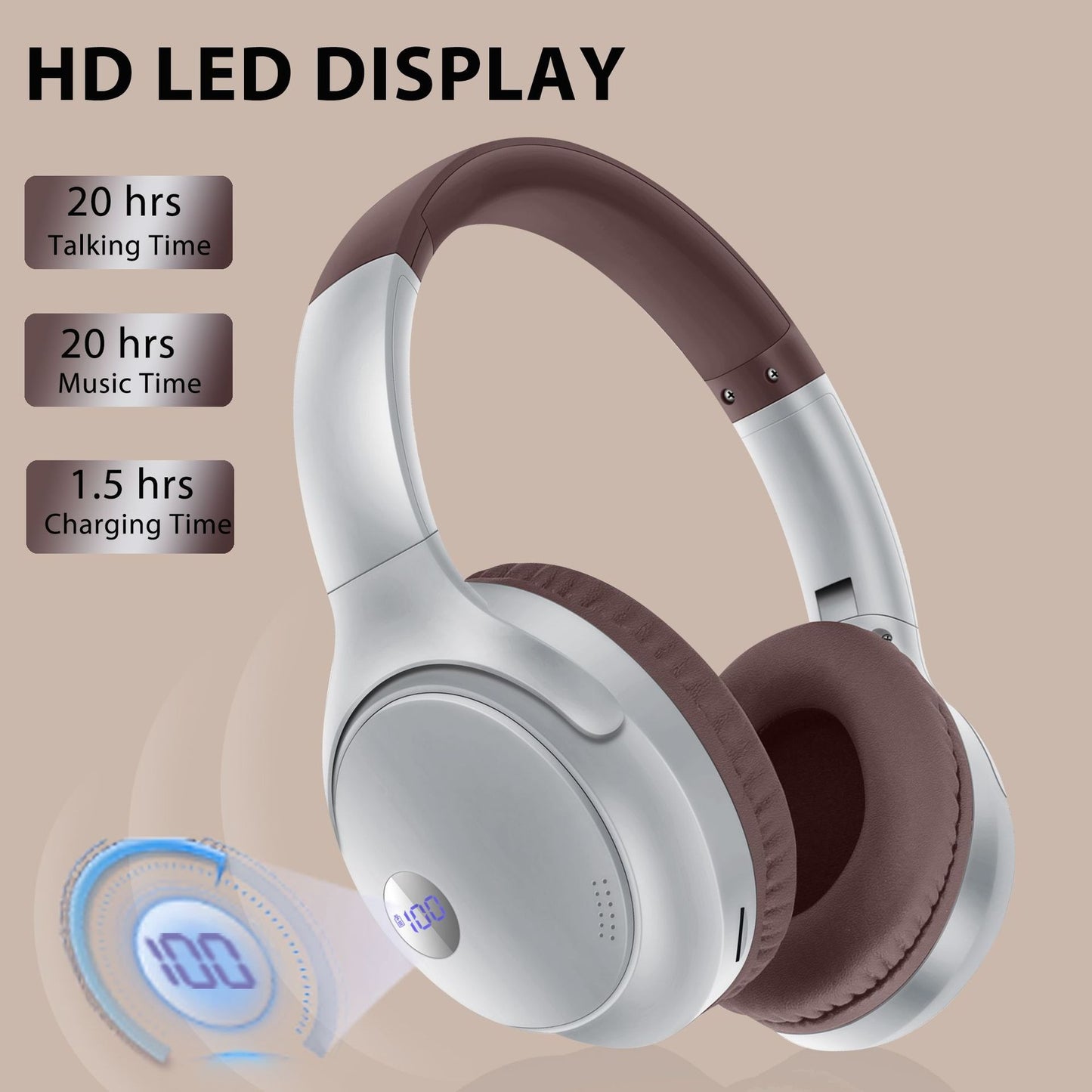 AKZ-16B kabelloses Bluetooth-Headset mit Akkuanzeige und langer Akkulaufzeit, faltbar