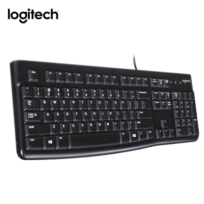 Logitech K120 kabelgebundene Tastatur für Notebooks, Desktop-Computer, Büro und Zuhause, USB-Anschluss, wasserdicht
