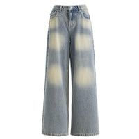 Gradient Washed Denim Pants for Women Vibe Retro Loose Straight Leg Wide Leg Pants