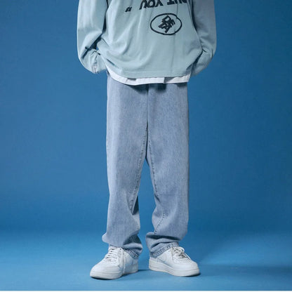 Jeans homme, jeans en denim grande taille pour adolescents, pantalons en jean baggy, mode masculine, streetwear tendance, style coréen.