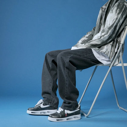 Jeans homme, jeans en denim grande taille pour adolescents, pantalons en jean baggy, mode masculine, streetwear tendance, style coréen.