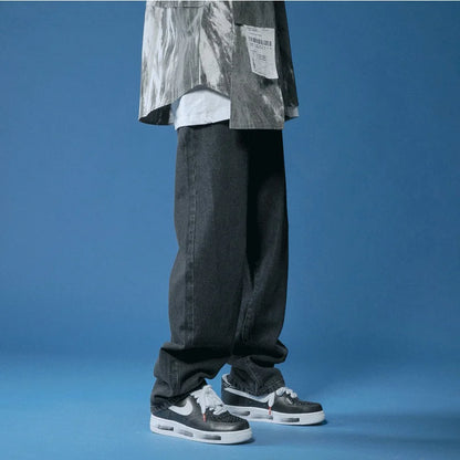 Jeans homme, jeans en denim grande taille pour adolescents, pantalons en jean baggy, mode masculine, streetwear tendance, style coréen.