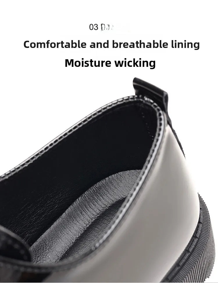 Pantofi sport pentru bărbați cu toc înalt invizibil, cu toc înalt, din piele, cu suprafață oglindă, pantofi casual de afaceri, vârf rotund, toc mediu, talpă exterioară din PVC