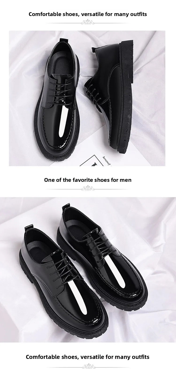 Pantofi sport pentru bărbați cu toc înalt invizibil, cu toc înalt, din piele, cu suprafață oglindă, pantofi casual de afaceri, vârf rotund, toc mediu, talpă exterioară din PVC