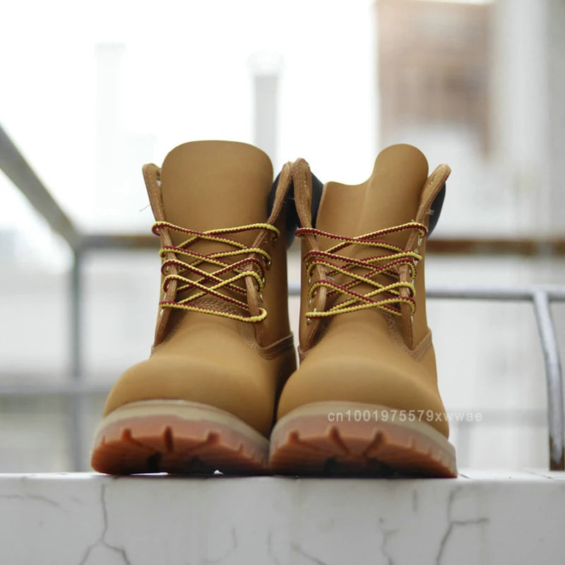 Ghete de piele naturală din piele naturală pentru bărbați, cizme de 6 inch, impermeabile, pentru bărbați și femei, la modă, pentru exterior