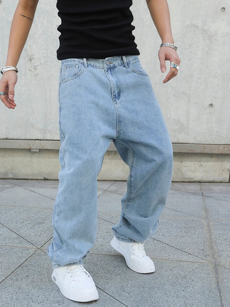 Bărbați blugi largi denim pantaloni de primăvară și toamnă pantaloni largi denim pantaloni de culoare solidă Streetwear moda Y2K pantaloni largi cu picior