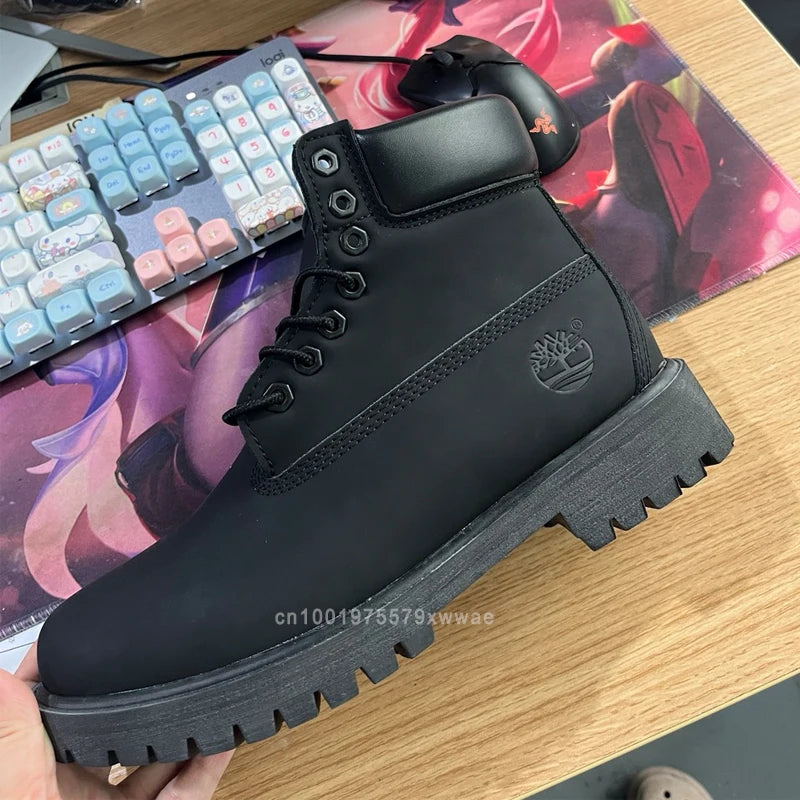 Hohe Outdoor-Stiefel für Herren, modische Outdoor-Schuhe, Lederstiefel, Modell 2025, lässige, wasserdichte Stiefel für Damen und Herren, 15 cm hoch