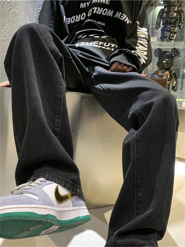 Damen-Jeans aus dickem Fleece mit gekreuztem Bund und weitem Bein, Mom-Jeans, gerade geschnitten, Vintage-Baggy-Jeans, Denim, Winterhose 2025