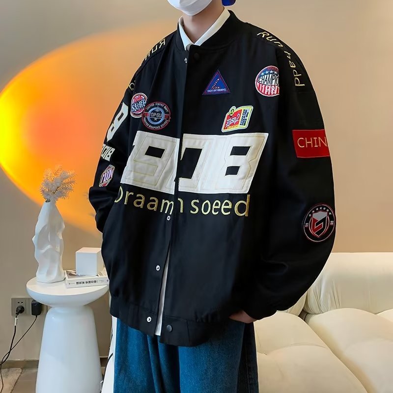 American style detachable motorcycle jacket couple retro hip - hop loose versatile couple baseball jacket new style jacket - 𝐃𝐔𝐕𝐋𝐀𝐒𝐇𝐎𝐏