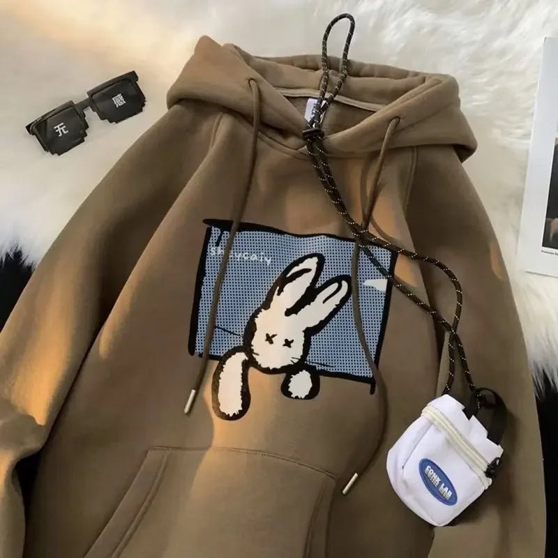 American Style Oversize Hoodie Women's Thickened Fleece Loose Autumn Winter Overhead Jacket Female Fashion Brand Clothing - 𝐃𝐔𝐕𝐋𝐀𝐒𝐇𝐎𝐏