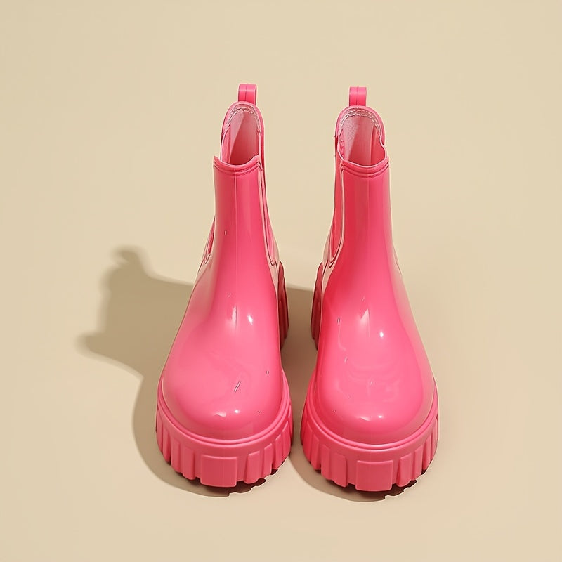 Women's Round Toe Boots, Waterproof Non-Slip Thick Bottom Shoes, Women's Footwear