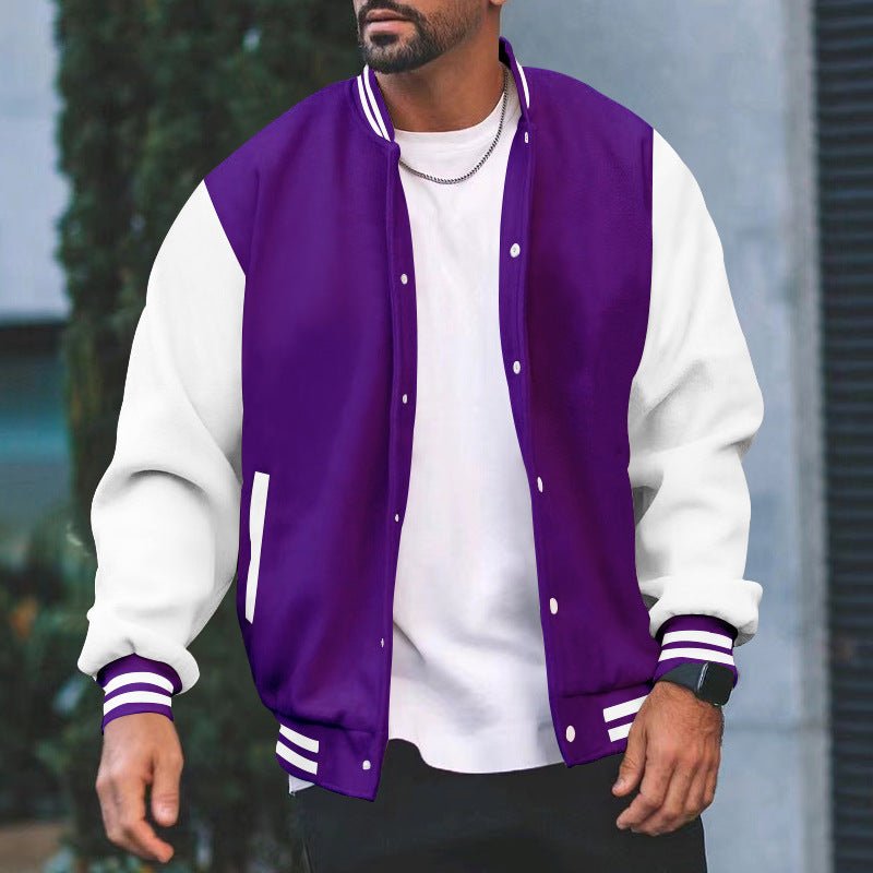Baseball Jacket Men's Flight Jacket Spring and Autumn Fleece Classic Loose Casual Knit Stand Collar Button Baseball - 𝐝𝐮𝐯𝐥𝐚𝐬𝐡𝐨𝐩.𝐜𝐨𝐦