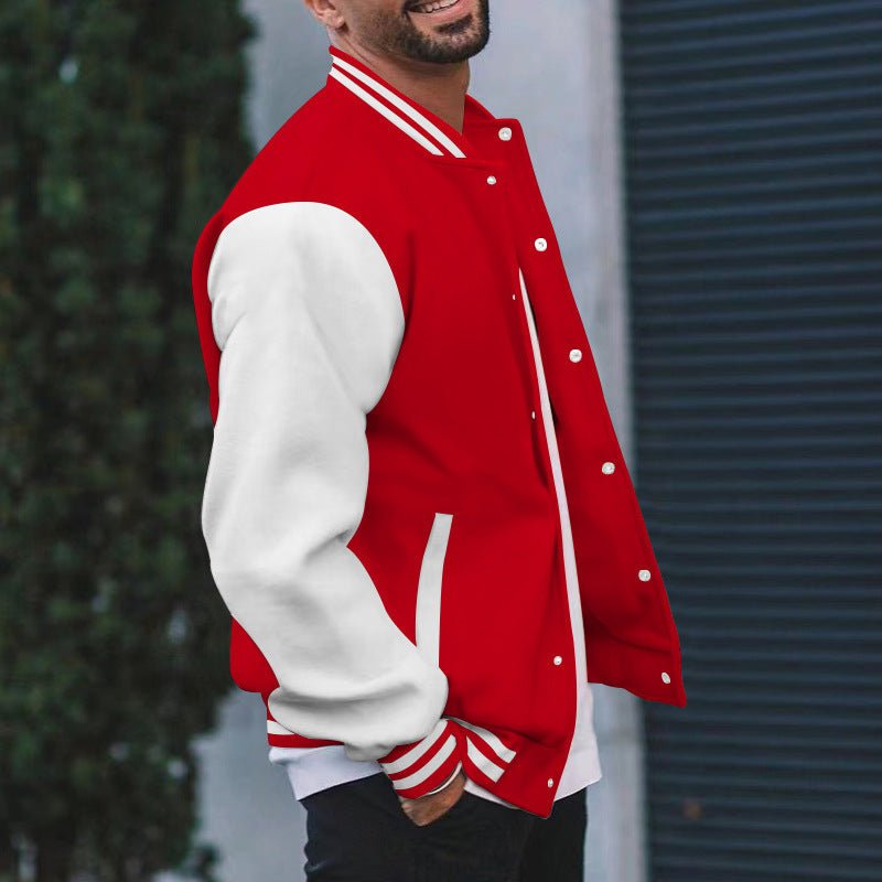Baseball Jacket Men's Flight Jacket Spring and Autumn Fleece Classic Loose Casual Knit Stand Collar Button Baseball - 𝐝𝐮𝐯𝐥𝐚𝐬𝐡𝐨𝐩.𝐜𝐨𝐦