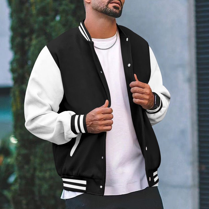 Baseball Jacket Men's Flight Jacket Spring and Autumn Fleece Classic Loose Casual Knit Stand Collar Button Baseball - 𝐝𝐮𝐯𝐥𝐚𝐬𝐡𝐨𝐩.𝐜𝐨𝐦
