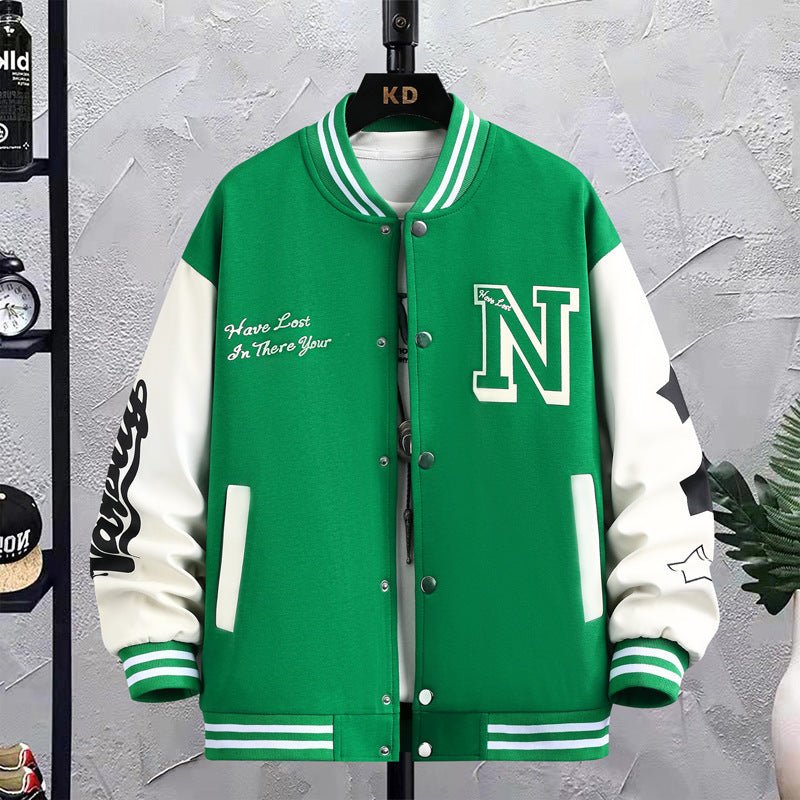 Baseball jacket, men's spring and autumn couple outfit, autumn and winter men's loose trendy brand American ins student jacket top - 𝐝𝐮𝐯𝐥𝐚𝐬𝐡𝐨𝐩.𝐜𝐨𝐦