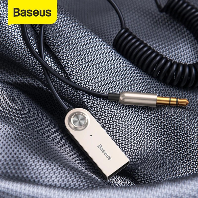Baseus Bluetooth Transmitter Wireless Bluetooth Receiver 5.0 Car AUX 3.5mm Bluetooth Adapter Audio Cable For Speaker Headphones - 𝐃𝐔𝐕𝐋𝐀𝐒𝐇𝐎𝐏