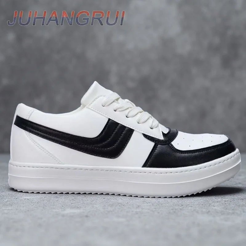 Baskets pour hommes chaussures de planche confortables et respirantes bout rond semelle épaisse talon plat à lacets chaussures en cuir décontractées confortables chaussures de sport - 𝐝𝐮𝐯𝐥𝐚𝐬𝐡𝐨𝐩.𝐜𝐨𝐦