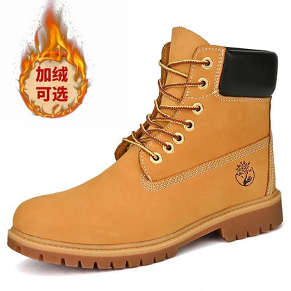 Boots Men High Top Boots High Quality Women Leather Shoes Fashion Outdoor Sneakers Men Lace Up Non - Slip Ankle Boots for Couple - 𝐃𝐔𝐕𝐋𝐀𝐒𝐇𝐎𝐏