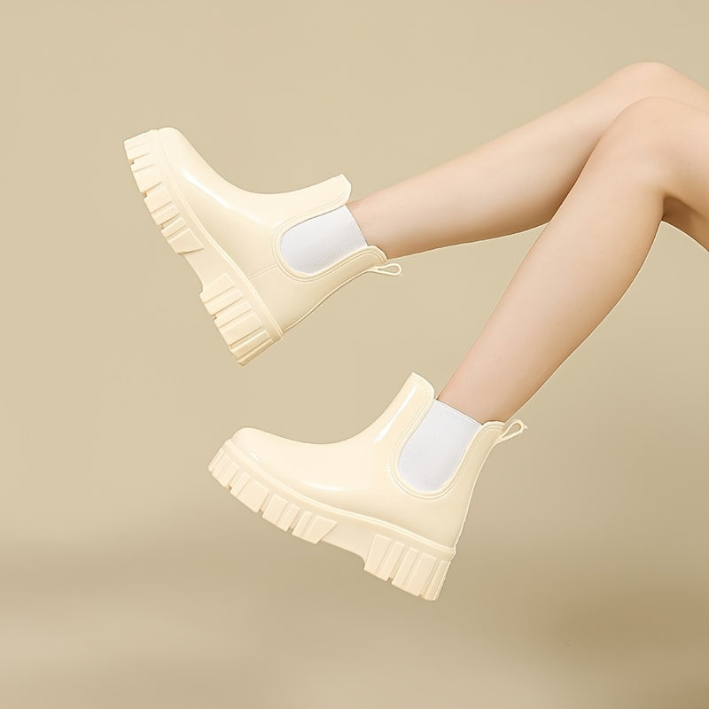 Women's Round Toe Boots, Waterproof Non-Slip Thick Bottom Shoes, Women's Footwear