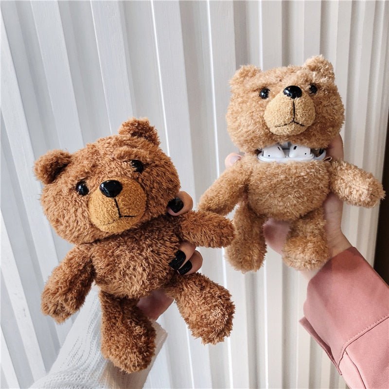 Cartoon Plush Teddy Bear Protector For Airpods 1/2 3 Pro Plush Bear Protector Wireless Bluetooth Headset Storage Box - 𝐃𝐔𝐕𝐋𝐀𝐒𝐇𝐎𝐏