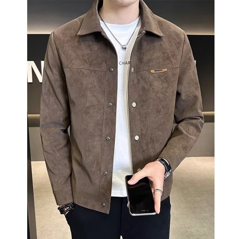 Collar suede spring clothes men's outerwear - 𝐃𝐔𝐕𝐋𝐀𝐒𝐇𝐎𝐏