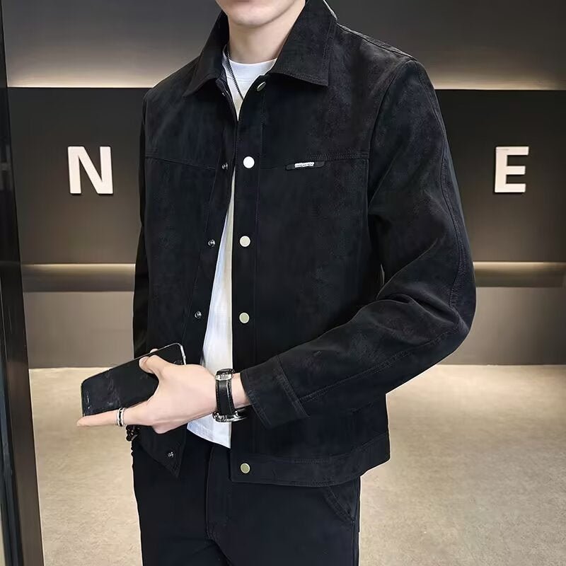 Collar suede spring clothes men's outerwear - 𝐃𝐔𝐕𝐋𝐀𝐒𝐇𝐎𝐏