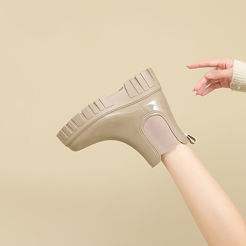 Women's Round Toe Boots, Waterproof Non-Slip Thick Bottom Shoes, Women's Footwear