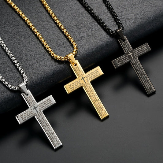 Easter Cross Verse Pendant Necklace Men's Trendy Women's Necklace For Men, father's day gift - 𝐝𝐮𝐯𝐥𝐚𝐬𝐡𝐨𝐩.𝐜𝐨𝐦