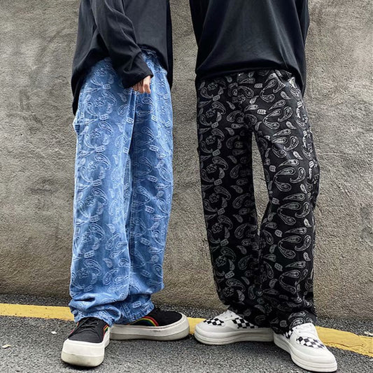 Jeans men's trendy straight leg loose Japanese pants trend Korean wide leg - 𝐃𝐔𝐕𝐋𝐀𝐒𝐇𝐎𝐏