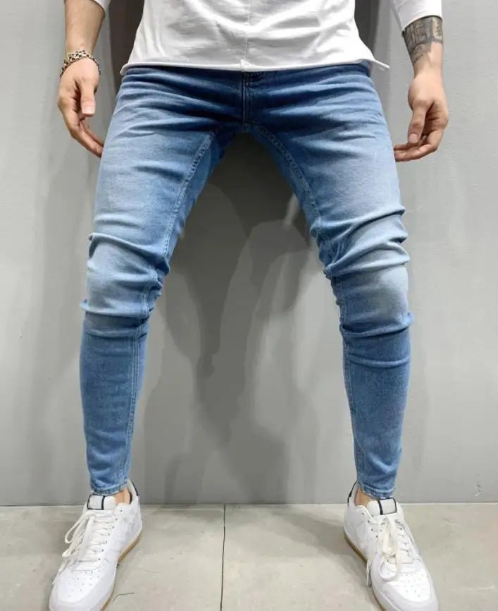 Men Jeans Knee Hole Ripped Stretch Skinny Denim Pants Solid Color Black Blue Autumn Summer Hip - Hop Style Slim Fit Trousers S - 4XL - 𝐝𝐮𝐯𝐥𝐚𝐬𝐡𝐨𝐩.𝐜𝐨𝐦