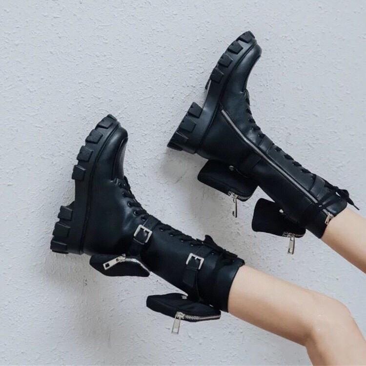 Mid Martin Boots Women's New Leather Platform Boots Bag Tactical Boots Knight Boots - 𝐃𝐔𝐕𝐋𝐀𝐒𝐇𝐎𝐏