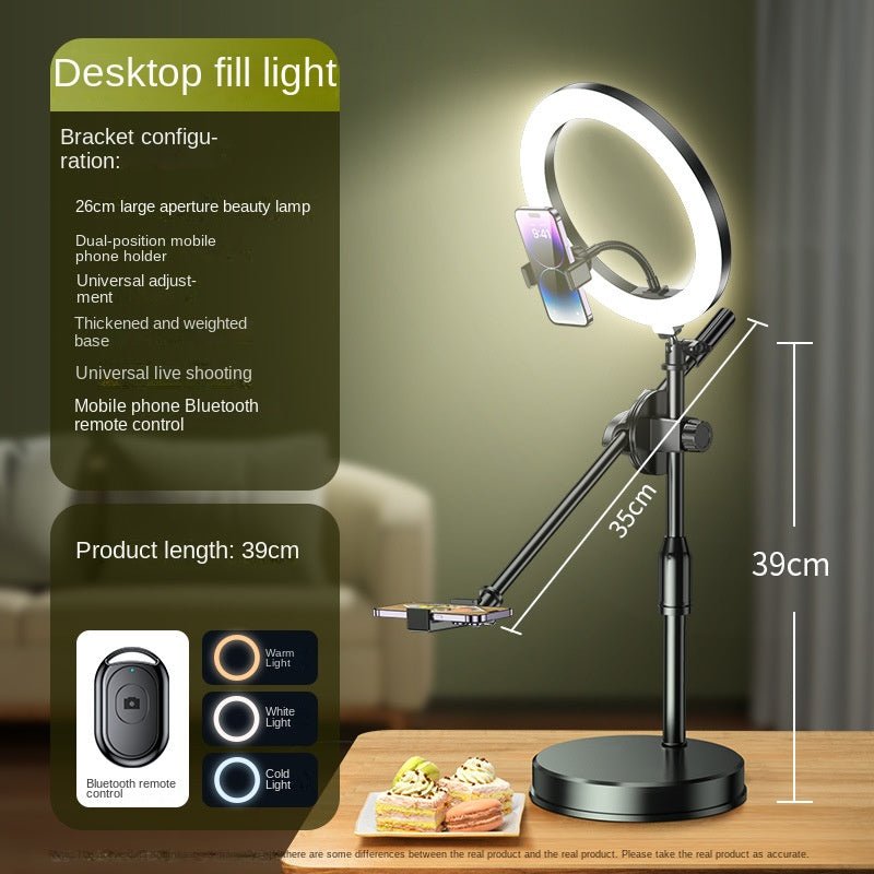 Mobile Phone Overhead Shooting Stand for Food Photography, Drawing, and Live Streaming - Adjustable Dual - Camera Position Desktop Phone Holder with Fill Light - 𝐝𝐮𝐯𝐥𝐚𝐬𝐡𝐨𝐩.𝐜𝐨𝐦