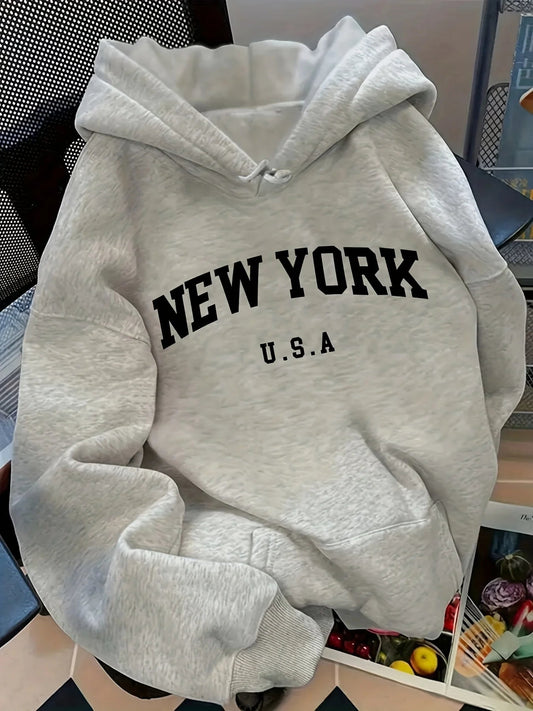 Relaxed Fit Women's Hoodie NEW YORK U.S.A. Lettering Pullover Sweatshirt Fashion Casual HipHop Sweatshirt Harajuku Unisex - 𝐃𝐔𝐕𝐋𝐀𝐒𝐇𝐎𝐏