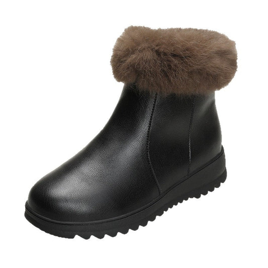 Thick and warm cotton shoes with added fleece, flat bottom and anti slip short tube bread shoes - 𝐝𝐮𝐯𝐥𝐚𝐬𝐡𝐨𝐩.𝐜𝐨𝐦