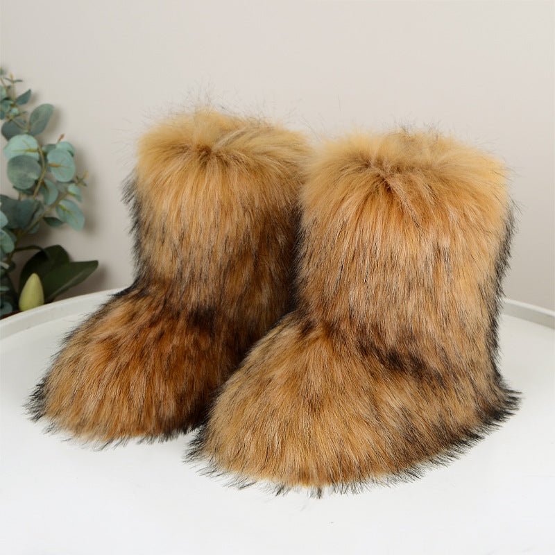 Winter Fuzzy Boots Women Shoes Fluffy Fur Snow Boots Plush lining Slip - on Rubber Flat Outdoor Bowtie Warm Ladies Footwear - 𝐝𝐮𝐯𝐥𝐚𝐬𝐡𝐨𝐩.𝐜𝐨𝐦