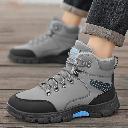 Winter new warm cotton shoes with added fleece outdoor hiking shoes thick soled snow boots high top men's shoes - 𝐃𝐔𝐕𝐋𝐀𝐒𝐇𝐎𝐏